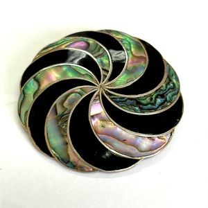 Sterling Silver Mexico Mother of pearl brooch